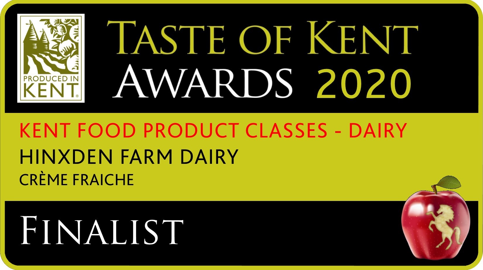 taste of Kent award - creme fraiche finalist 2020